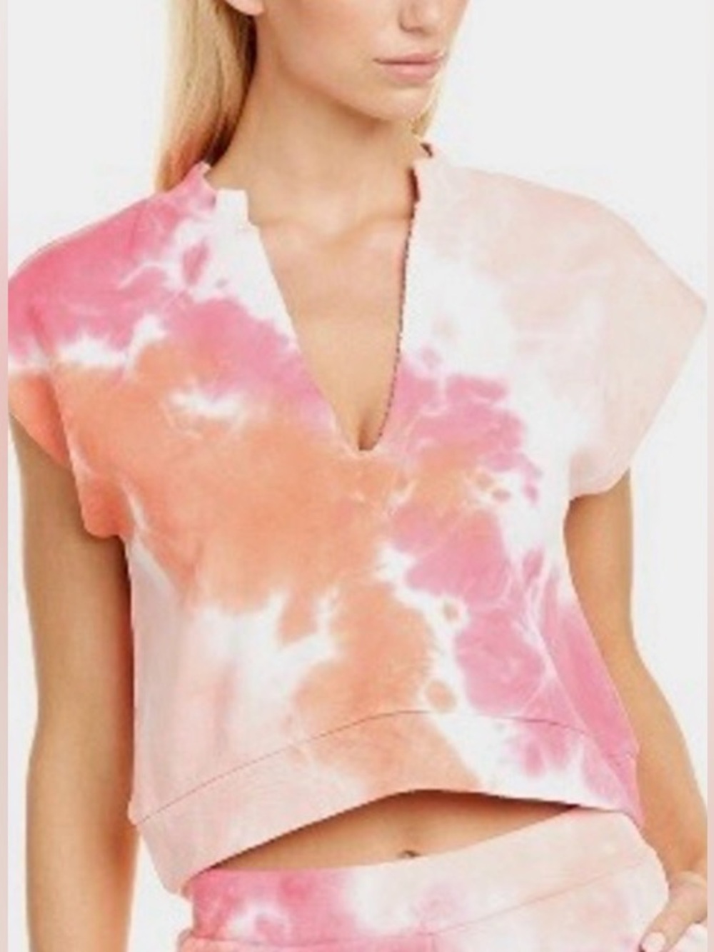 NWT 525 America Pink & Peach Tie-Dye V-Neck Top